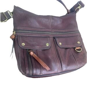 Fossil Brown Leather Morgan Traveler Crossbody Messenger Bag Purse